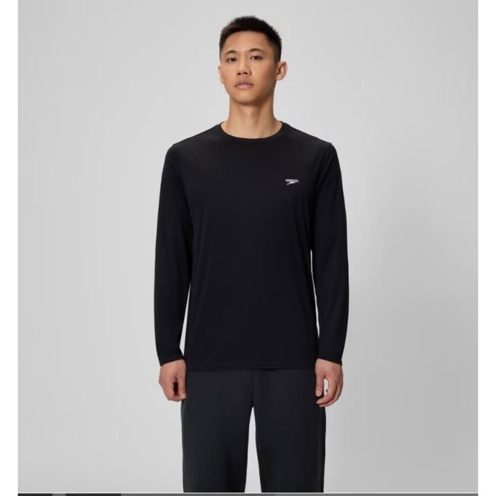 Speedo UPF 50+ Rash Guard Long Sleeve Black Men’s Size L NWT Swim Athletic